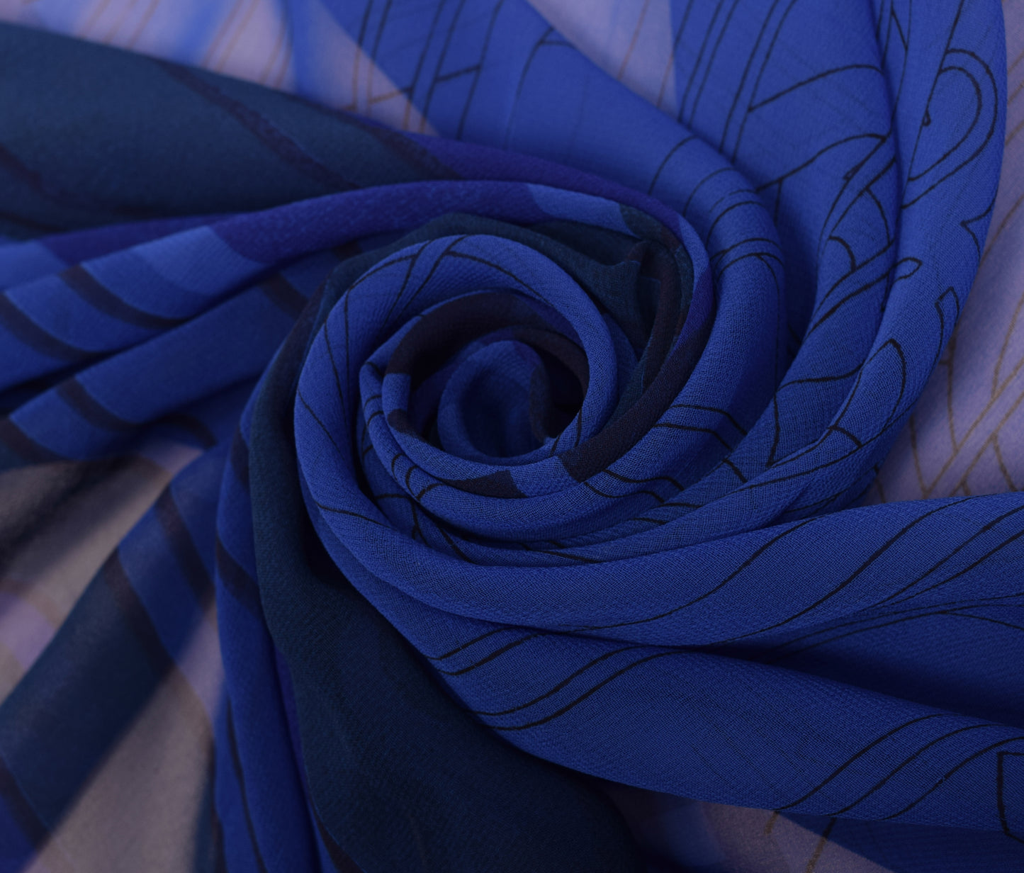 Sushila Vintage Blue Printed Dupatta Blend Georgette Silk Women Long Stole Wrap