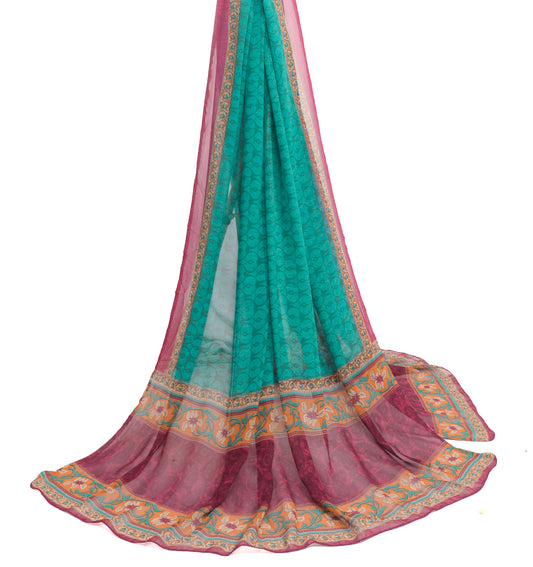 Sushila Vintage Green Printed Dupatta Blend Georgette Silk Women's Long Stole