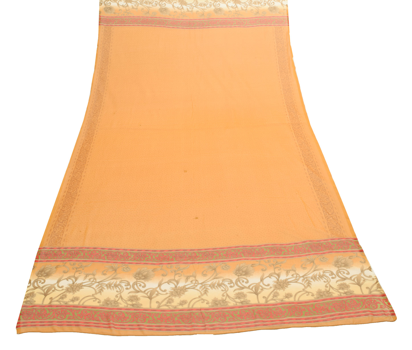 Sushila Vintage Mustard Dupatta Georgette Silk Polka Dot Printed Long Stole Wrap