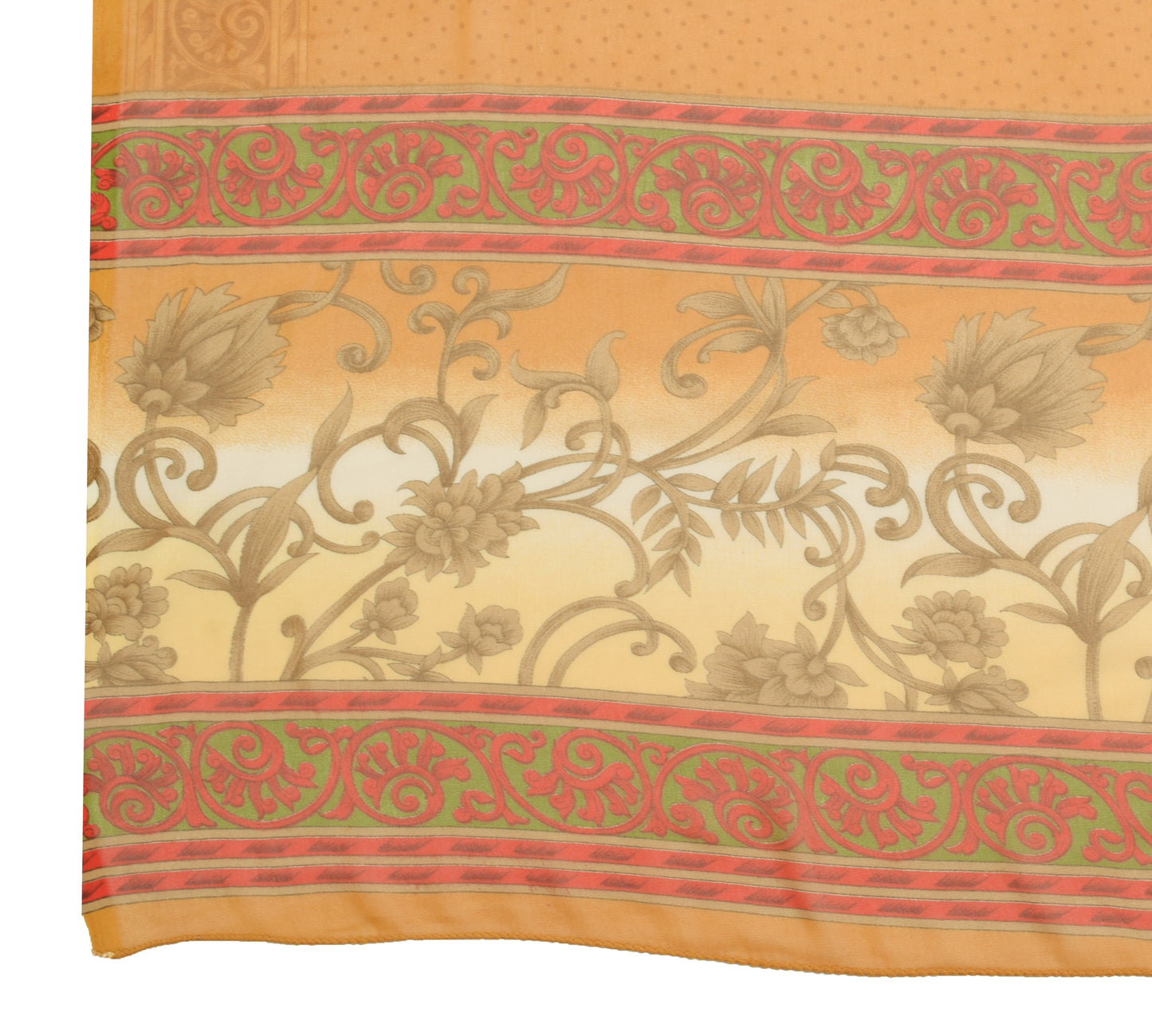 Sushila Vintage Mustard Dupatta Georgette Silk Polka Dot Printed Long Stole Wrap