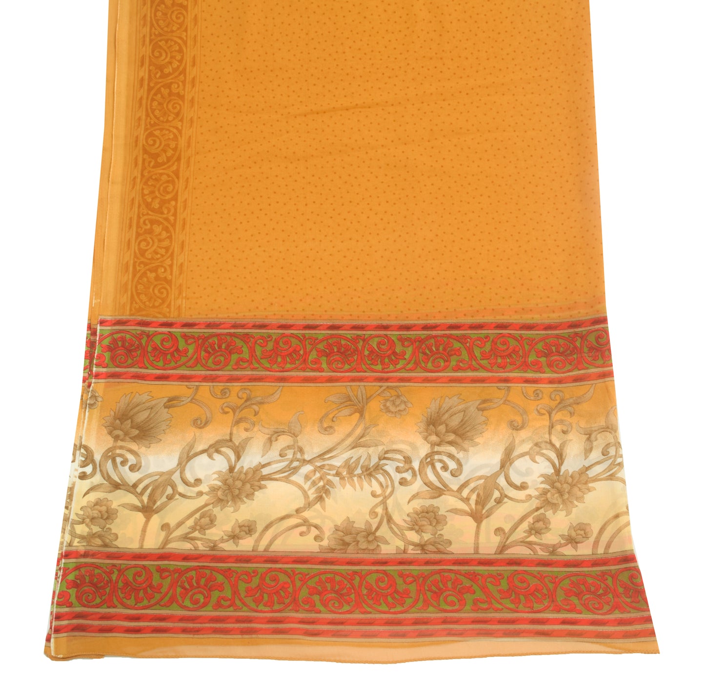 Sushila Vintage Mustard Dupatta Georgette Silk Polka Dot Printed Long Stole Wrap