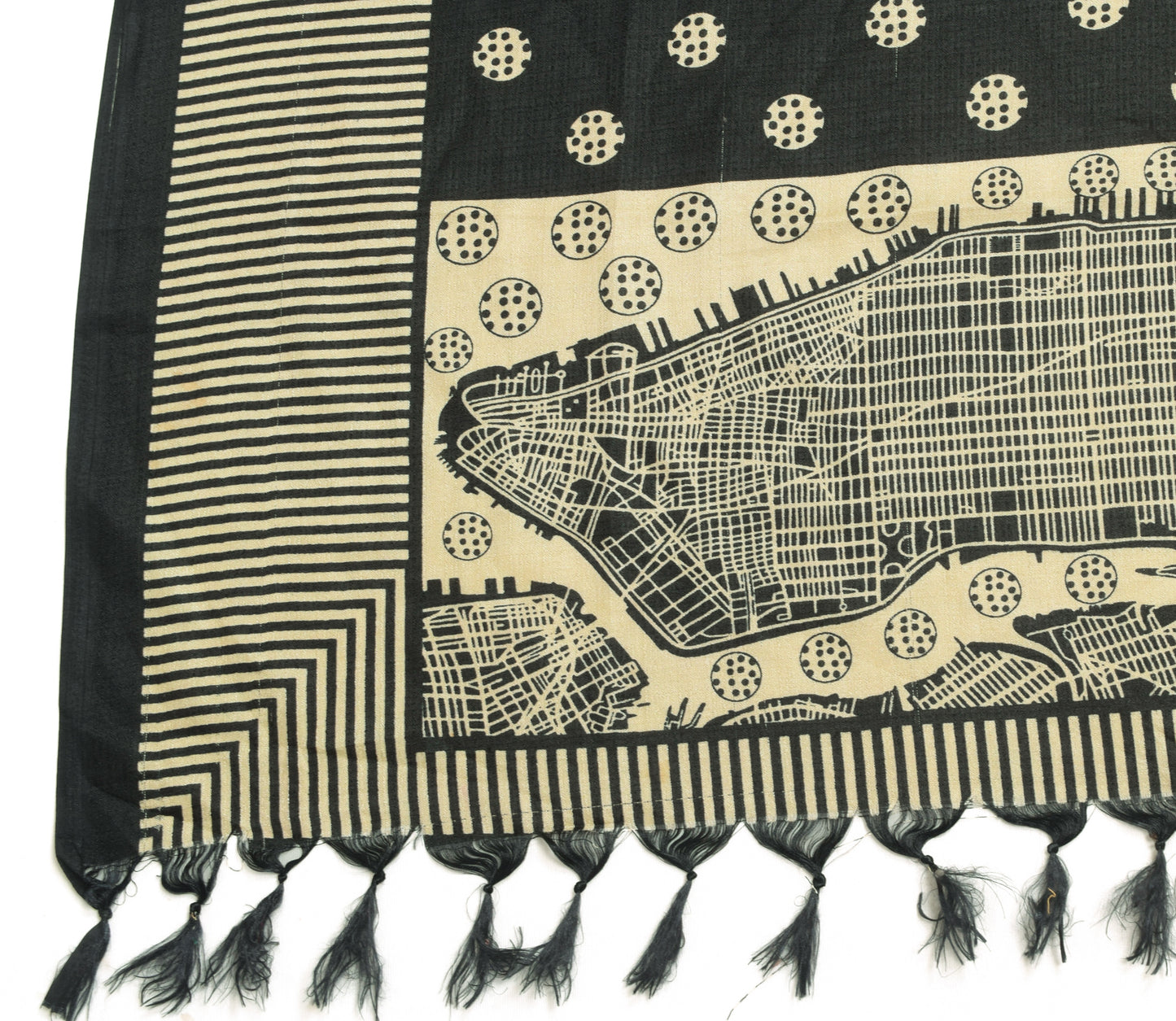 Sushila Vintage Black Art Silk Dupatta Printed & Woven Women's Long Stole Veil