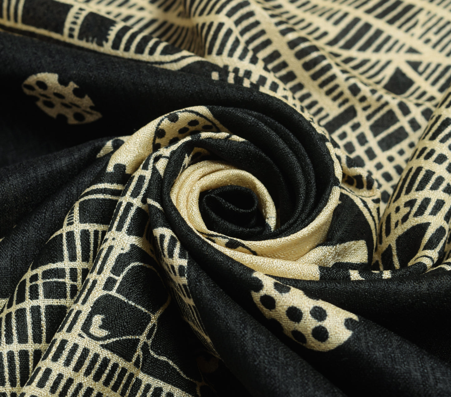 Sushila Vintage Black Art Silk Dupatta Printed & Woven Women's Long Stole Veil