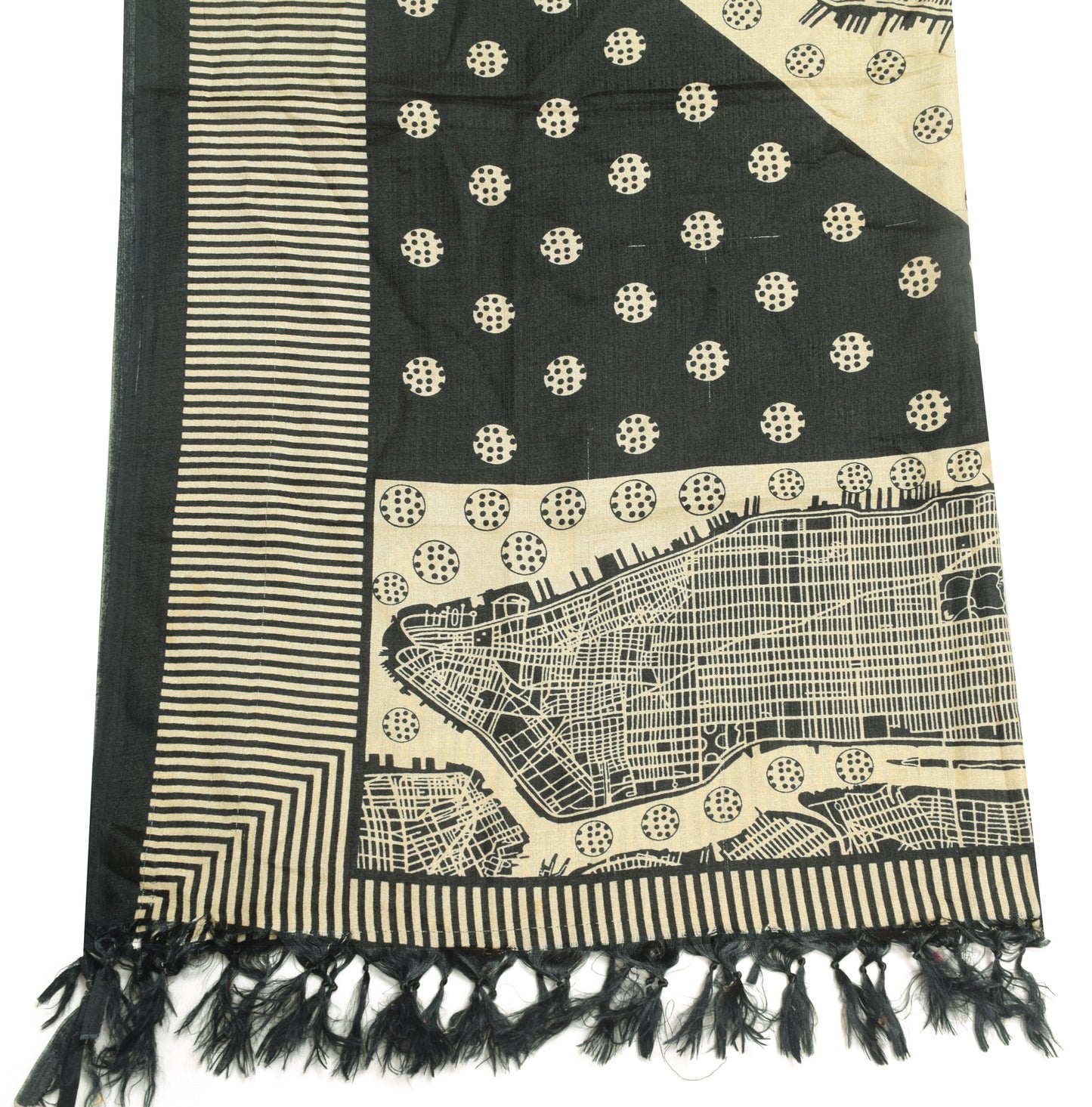 Sushila Vintage Black Art Silk Dupatta Printed & Woven Women's Long Stole Veil