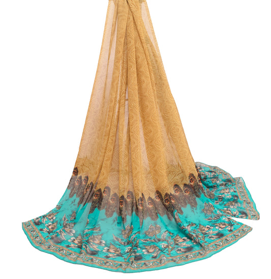 Sushila Vintage Light Brown Printed Dupatta Georgette Silk Long Stole Scarves