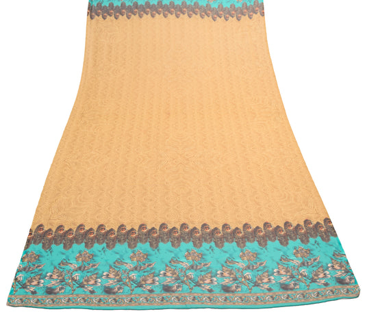 Sushila Vintage Light Brown Printed Dupatta Georgette Silk Long Stole Scarves