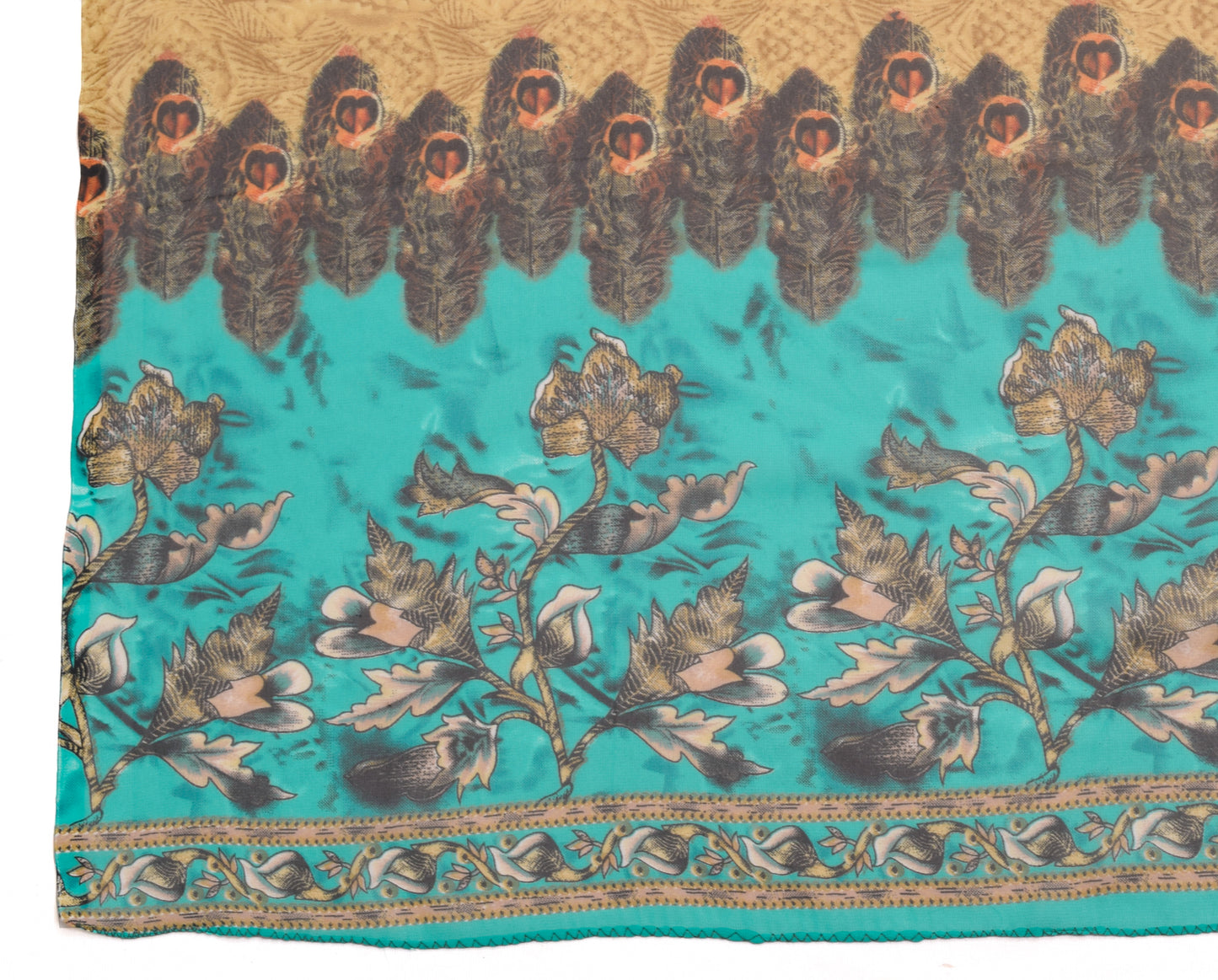 Sushila Vintage Light Brown Printed Dupatta Georgette Silk Long Stole Scarves