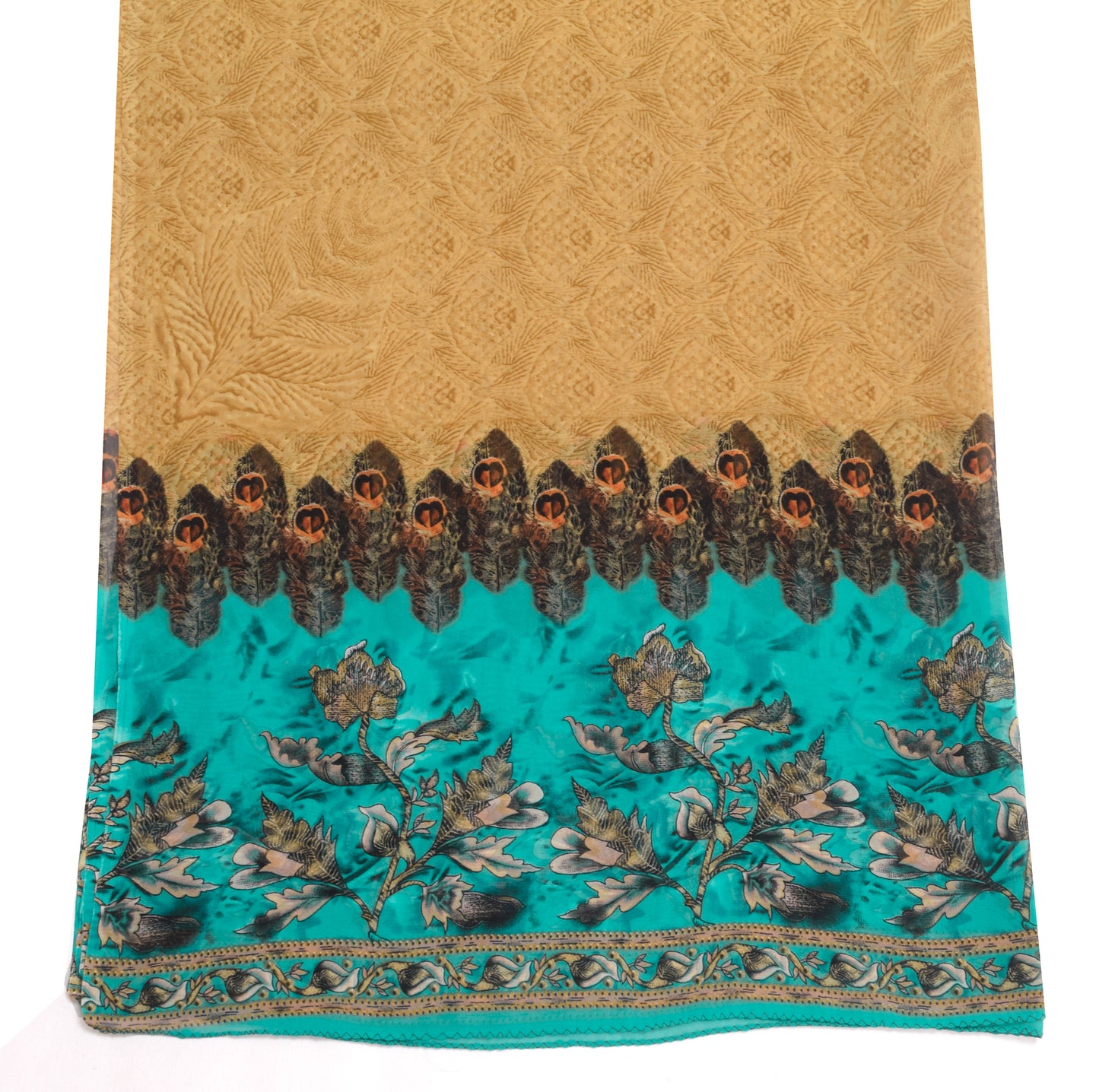 Sushila Vintage Light Brown Printed Dupatta Georgette Silk Long Stole Scarves