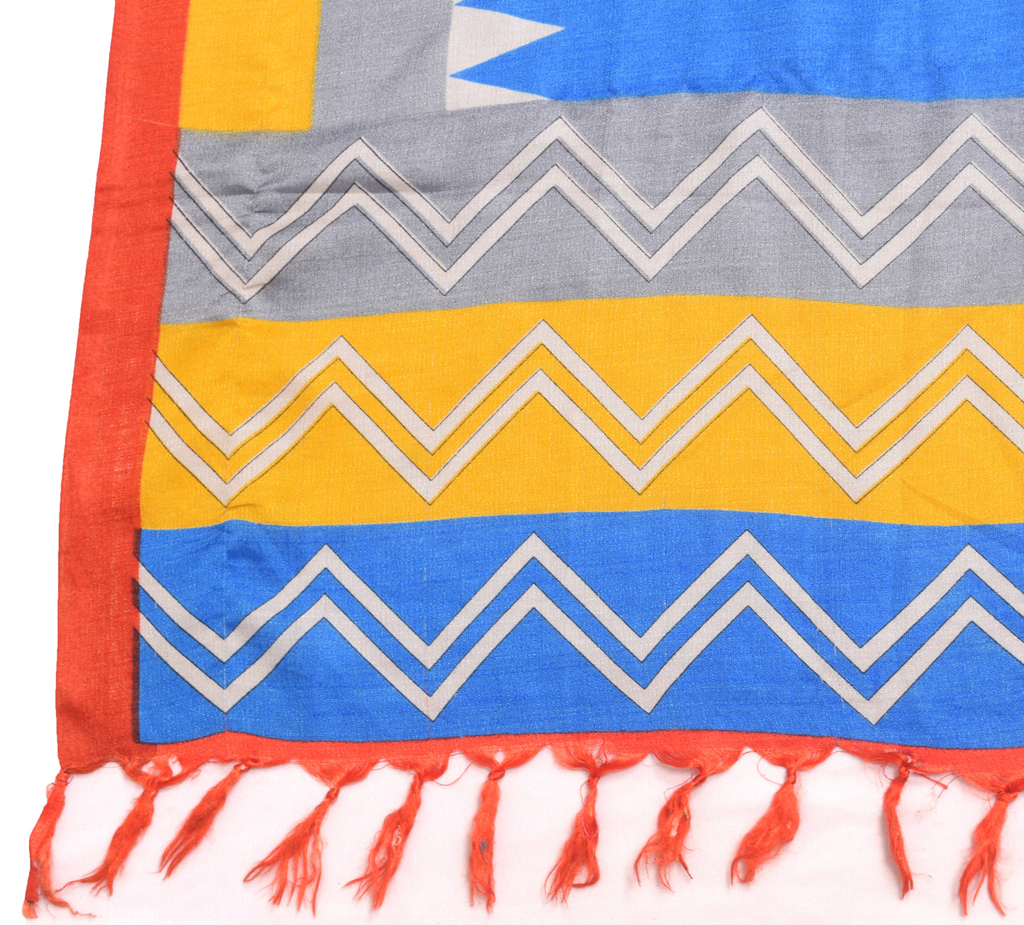 Sushila Vintage Blue Dupatta Art Silk Warli Printed & Woven Long Stole Scarves