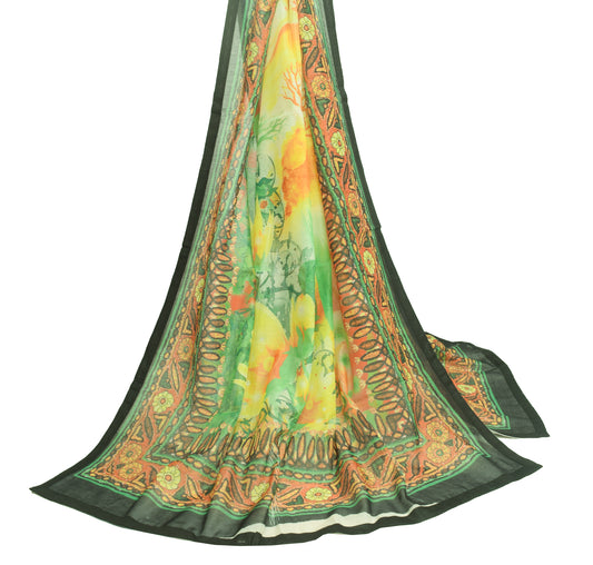 Sushila Vintage Multi-Color Dupatta Blend Silk Printed Floral Long Stole Veil