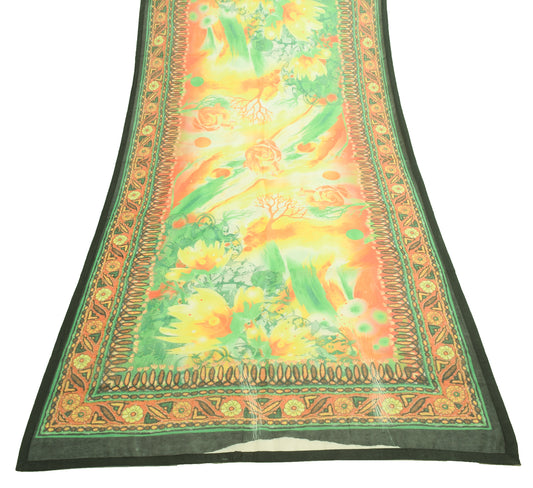 Sushila Vintage Multi-Color Dupatta Blend Silk Printed Floral Long Stole Veil