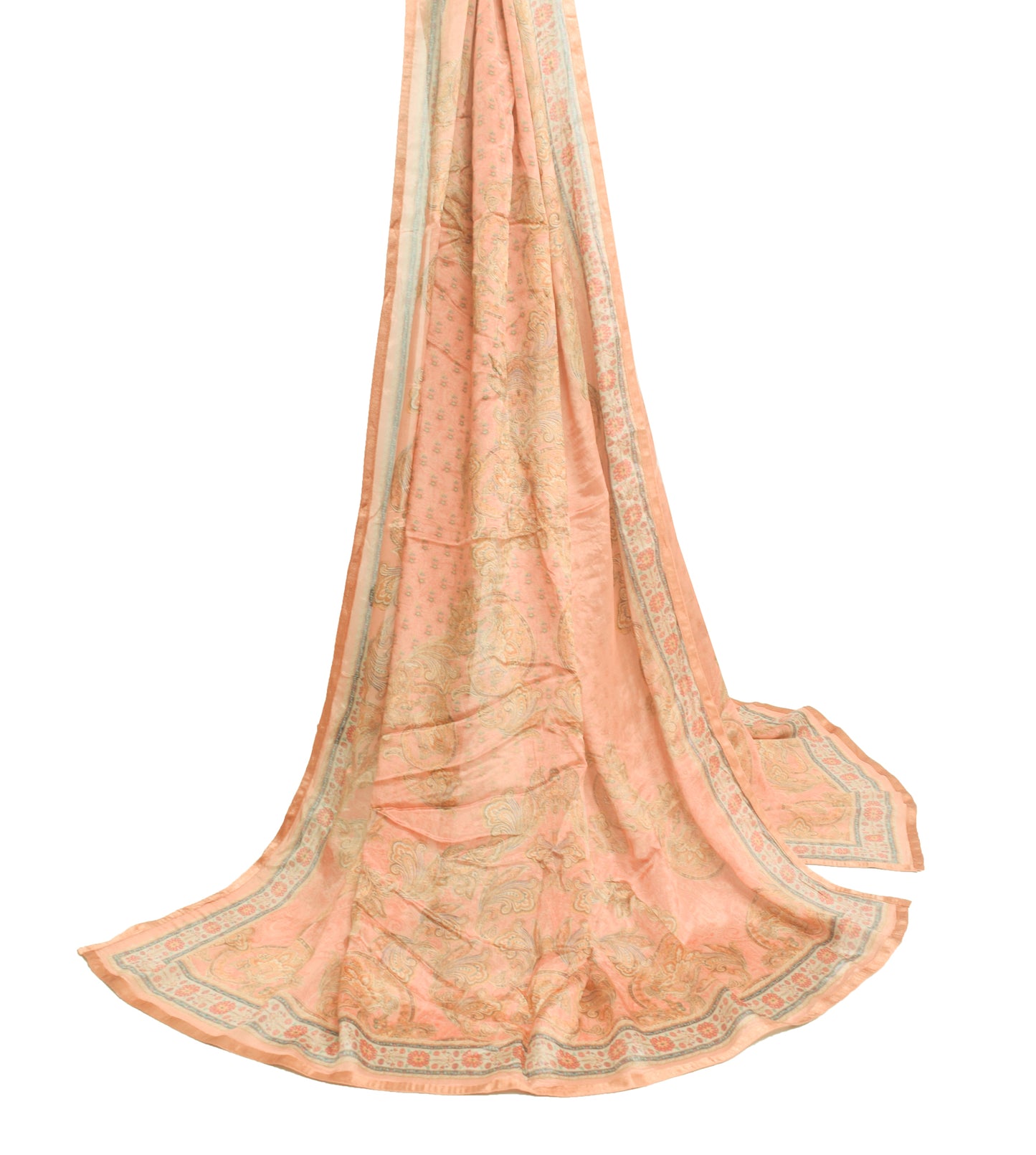 Sushila Vintage Indian Dupatta 100% Pure Silk Digital Printed Floral Long Stole