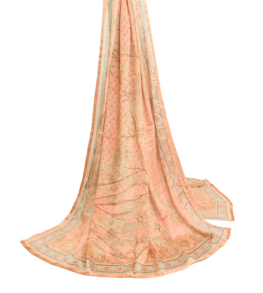 Sushila Vintage Indian Dupatta 100% Pure Silk Digital Printed Floral Long Stole