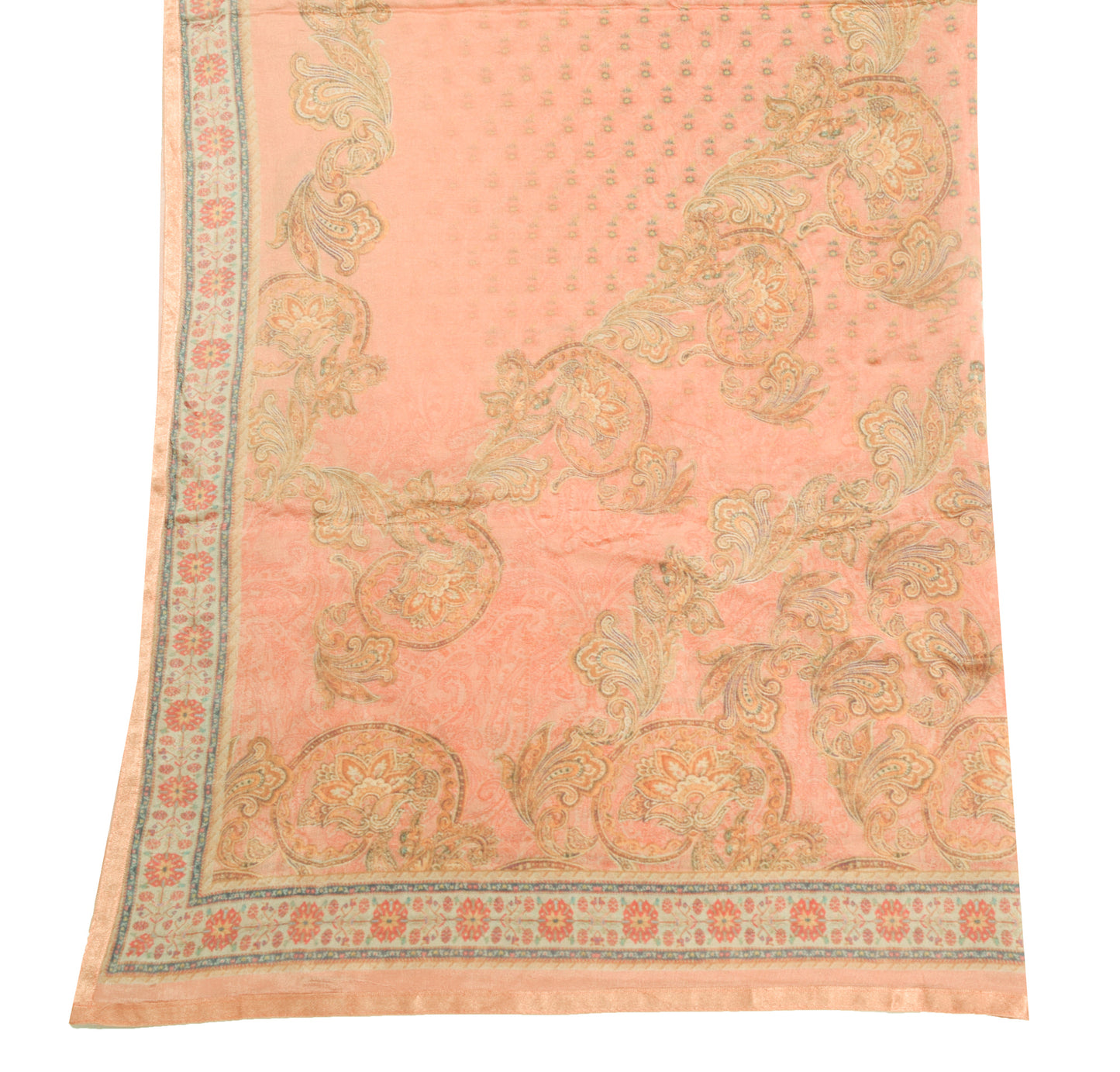 Sushila Vintage Indian Dupatta 100% Pure Silk Digital Printed Floral Long Stole