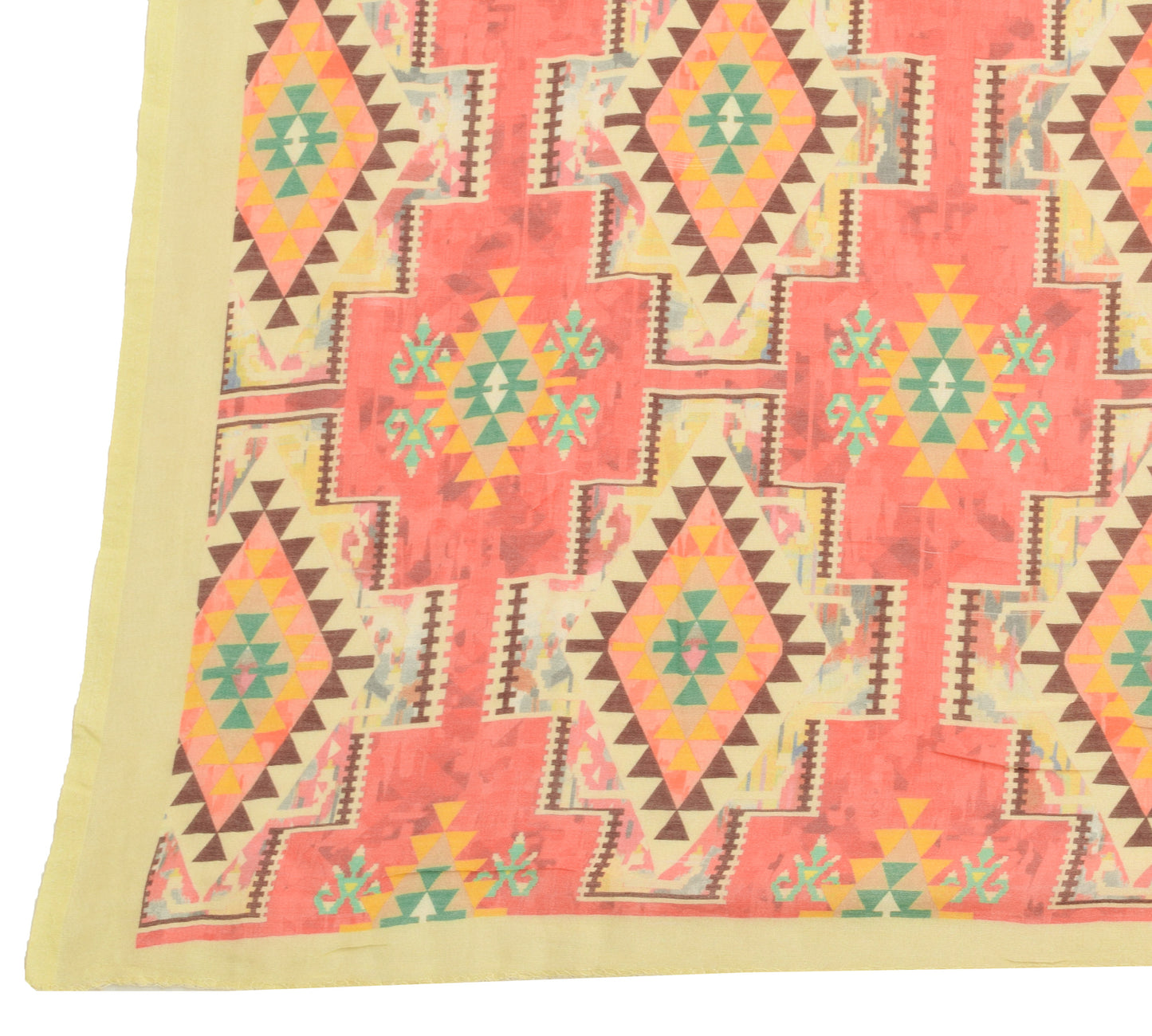 Sushila Vintage Light Yellow Dupatta 100%Pure Cotton Abstract Printed Long Stole