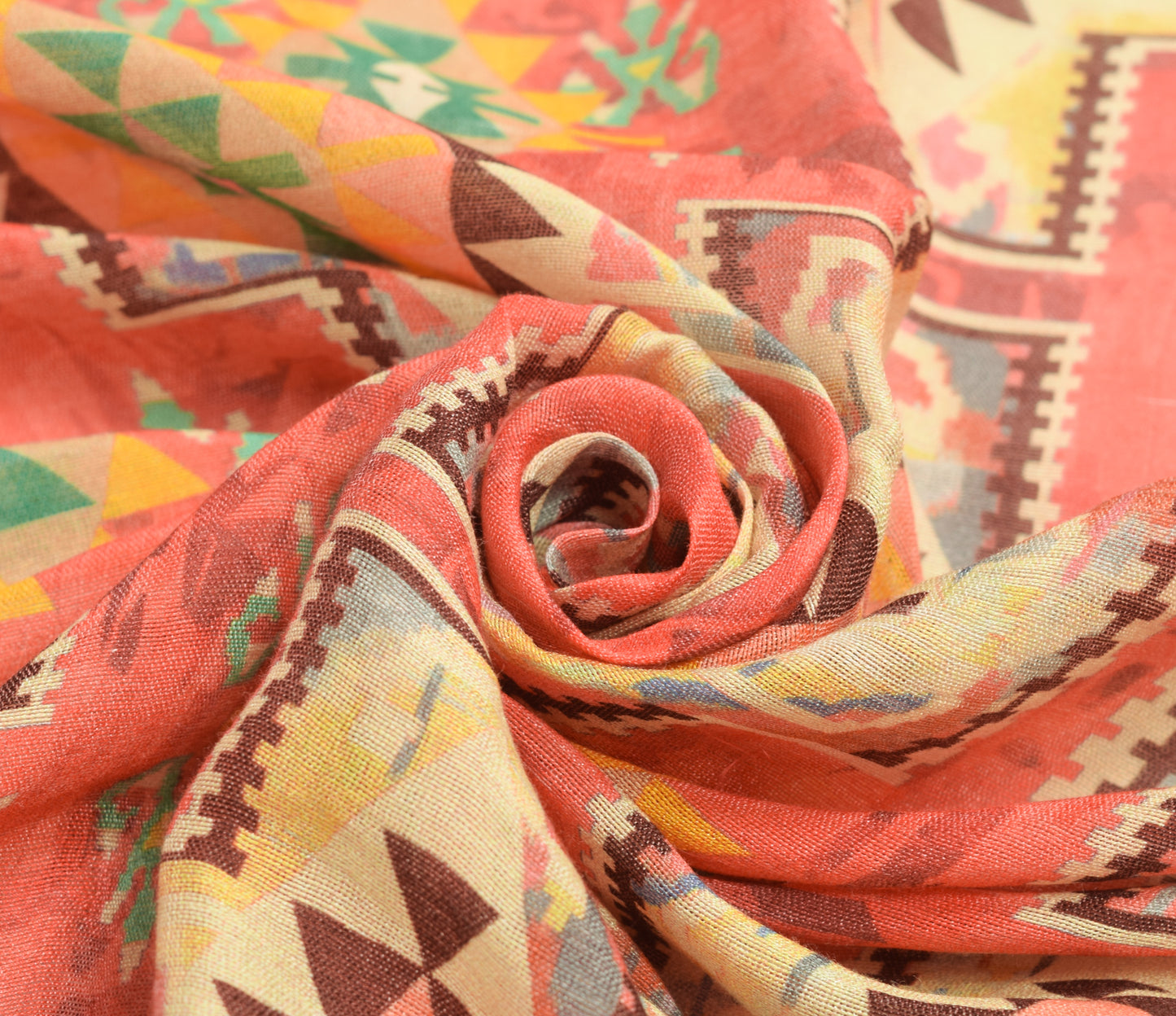 Sushila Vintage Light Yellow Dupatta 100%Pure Cotton Abstract Printed Long Stole
