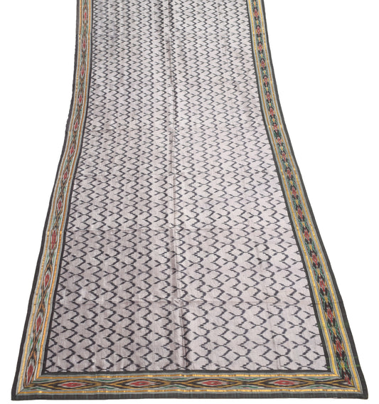 Sushila Vintage Gray 100% Pure Silk Dupatta Hand Woven Ikkat Patola Long Stole