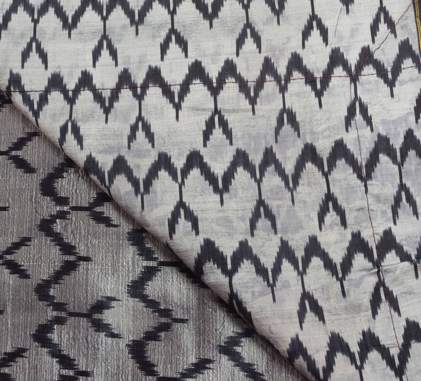 Sushila Vintage Gray 100% Pure Silk Dupatta Hand Woven Ikkat Patola Long Stole