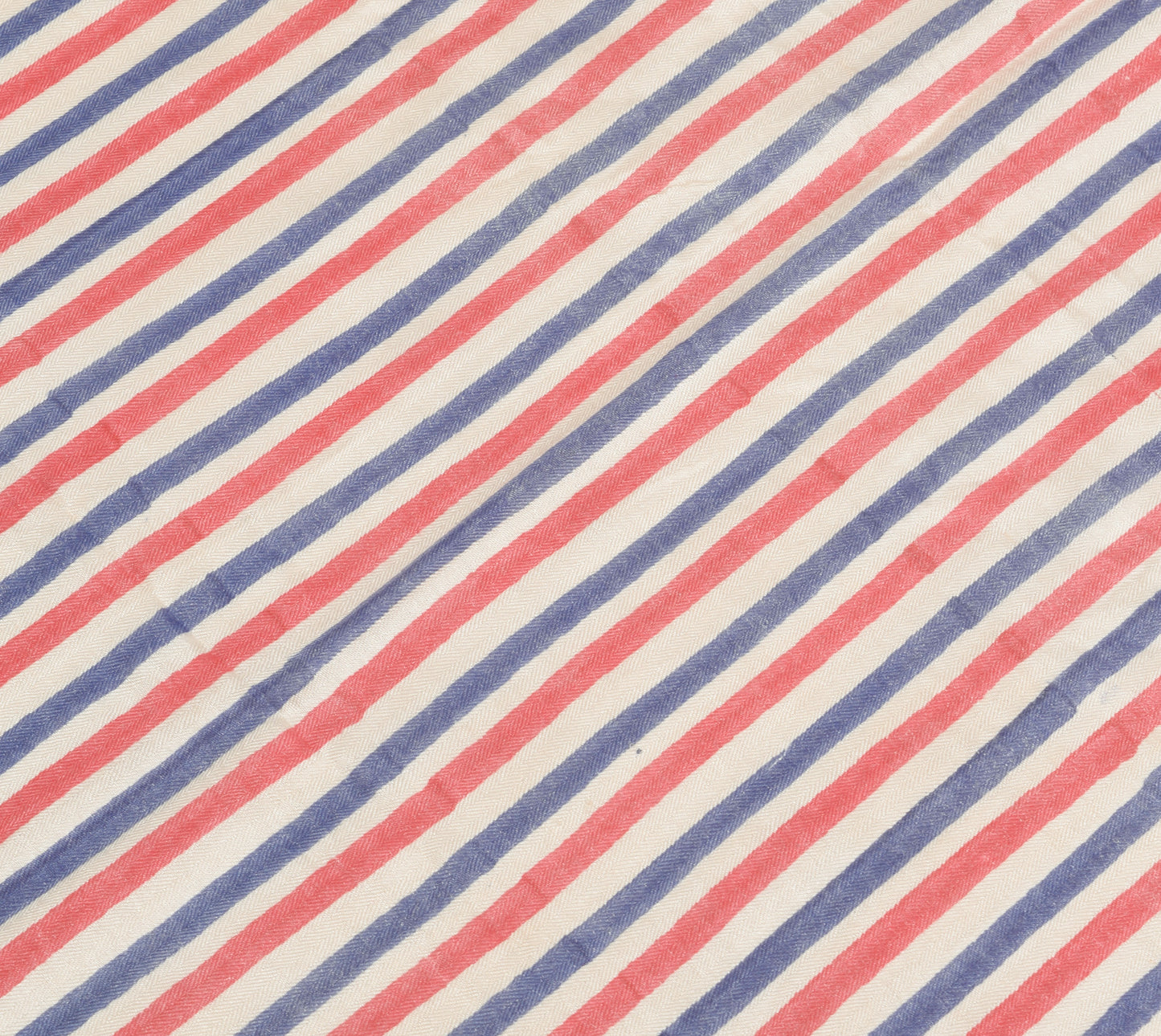 Sushila Vintage Cream Dupatta Blend Woolen Printed Stripes Long Stole Shawl Veil