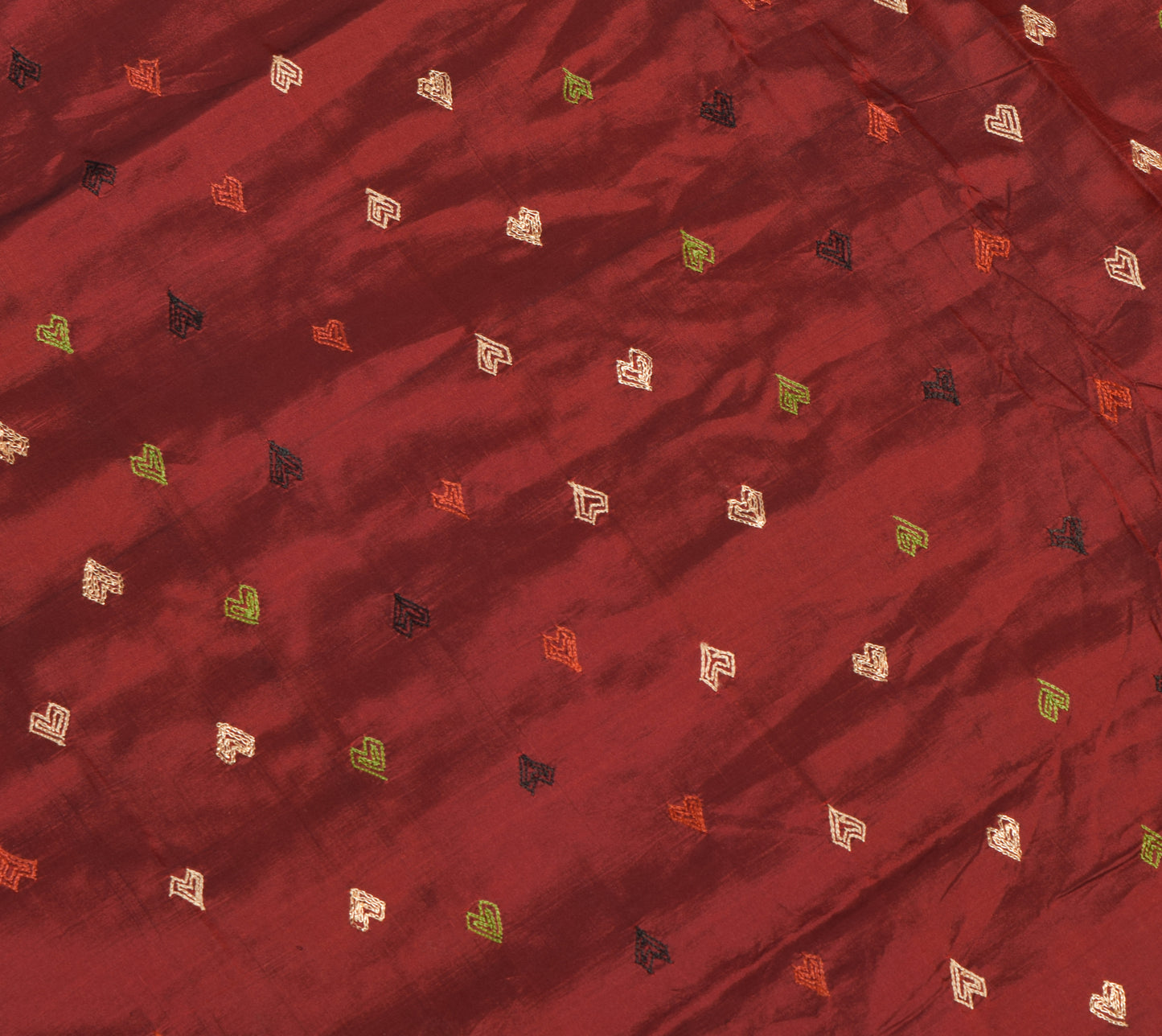 Sushila Vintage Maroon Embroidered Dupatta 100% Pure Silk Long Stole Veil Wrap