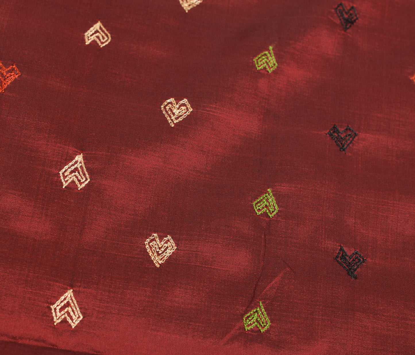 Sushila Vintage Maroon Embroidered Dupatta 100% Pure Silk Long Stole Veil Wrap