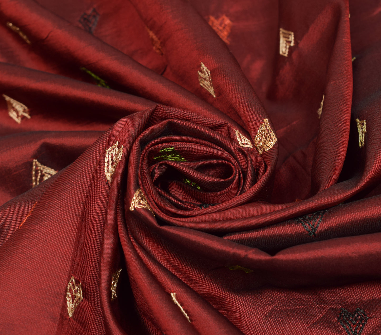Sushila Vintage Maroon Embroidered Dupatta 100% Pure Silk Long Stole Veil Wrap