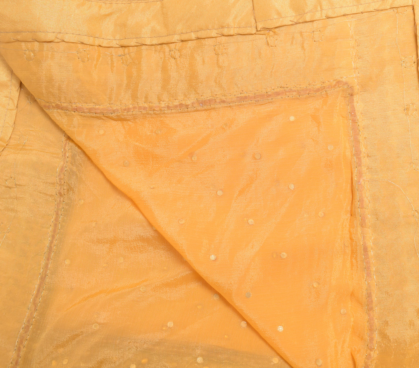 Sushila Vintage Yellow Heavy Dupatta 100%Pure Chiffon Silk Patch Work Long Stole