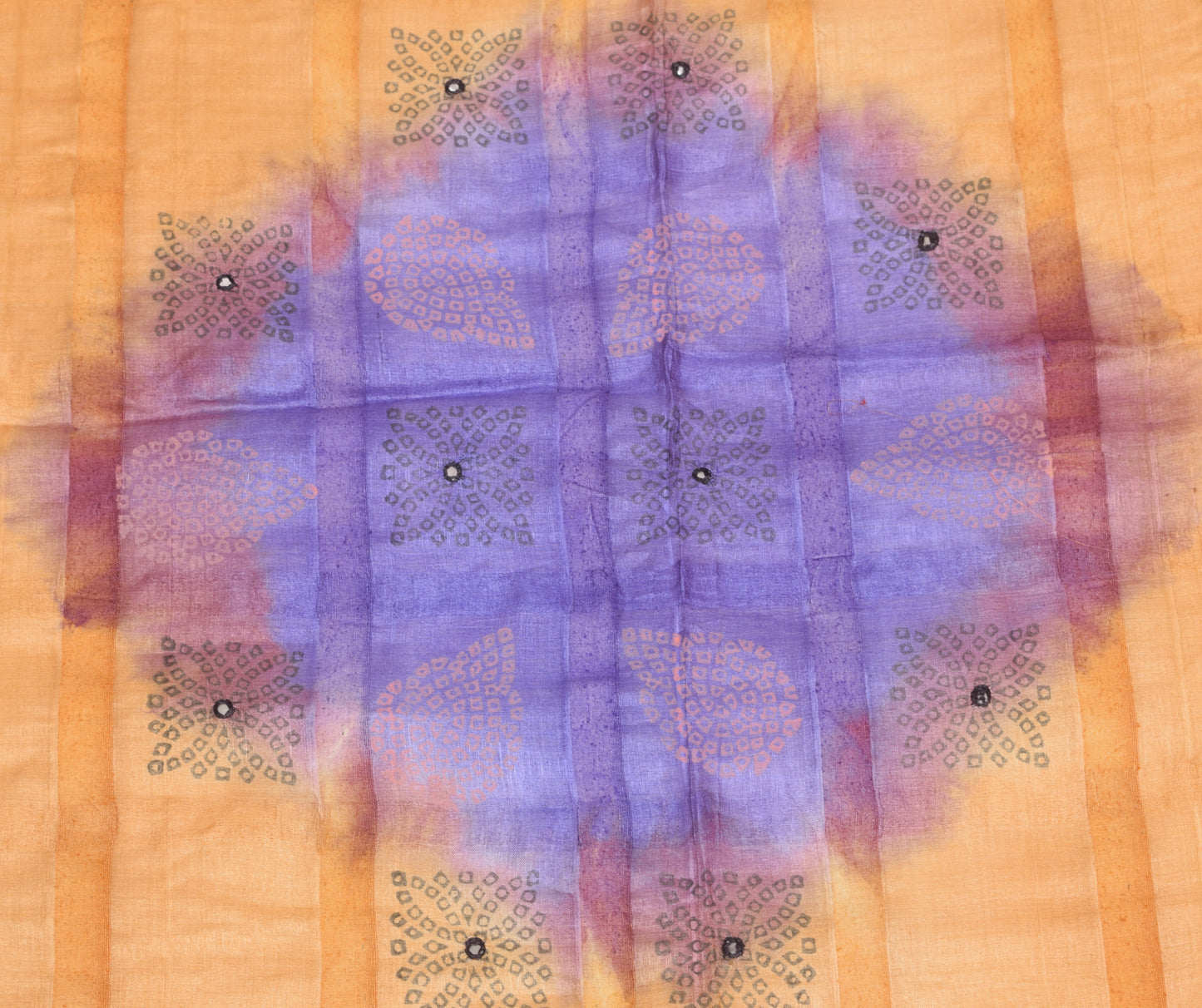 Sushila Vintage Brown Dupatta 100% Pure Silk Bandhani Printed Floral Long Stole