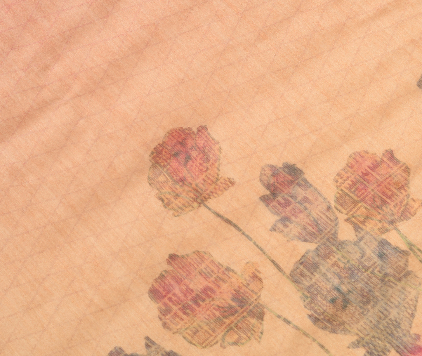 Sushila Vintage Brown&Pink Dupatta 100% Pure Silk Printed Floral Soft Long Stole