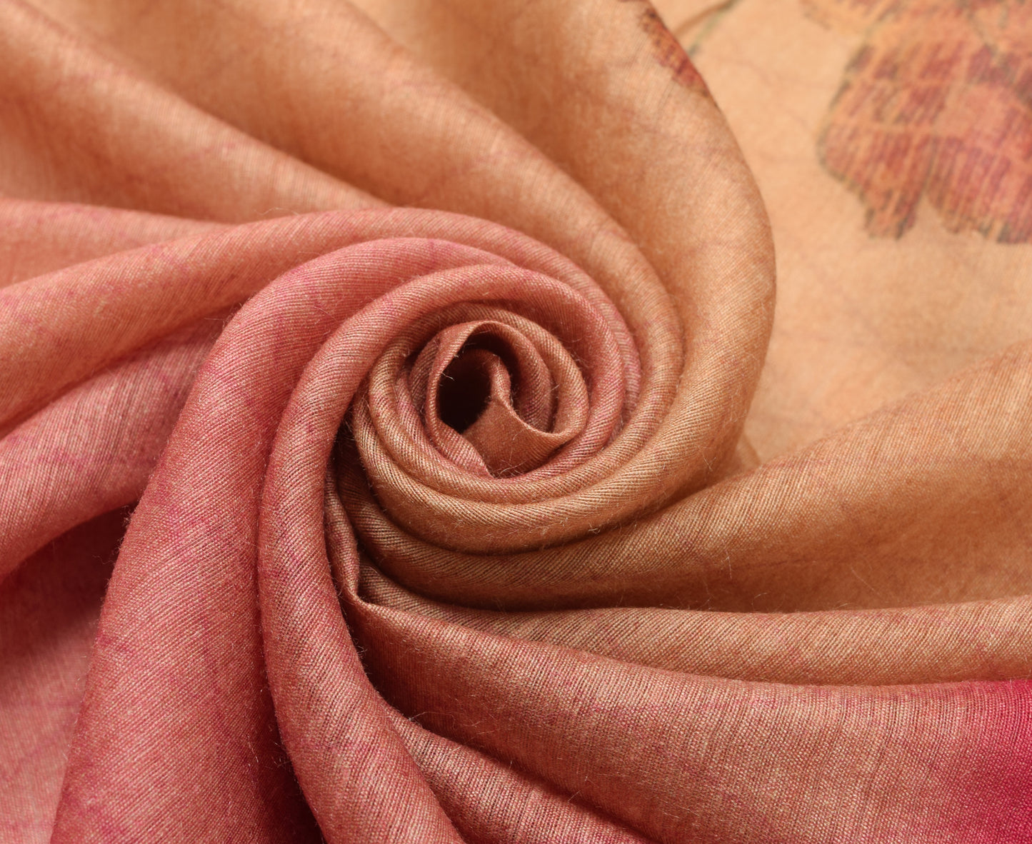 Sushila Vintage Brown&Pink Dupatta 100% Pure Silk Printed Floral Soft Long Stole