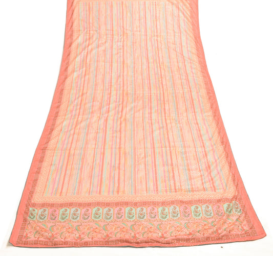 Sushila Vintage Multi-Color Chiffon Dupatta Sequins Work Floral Long Stole Veil