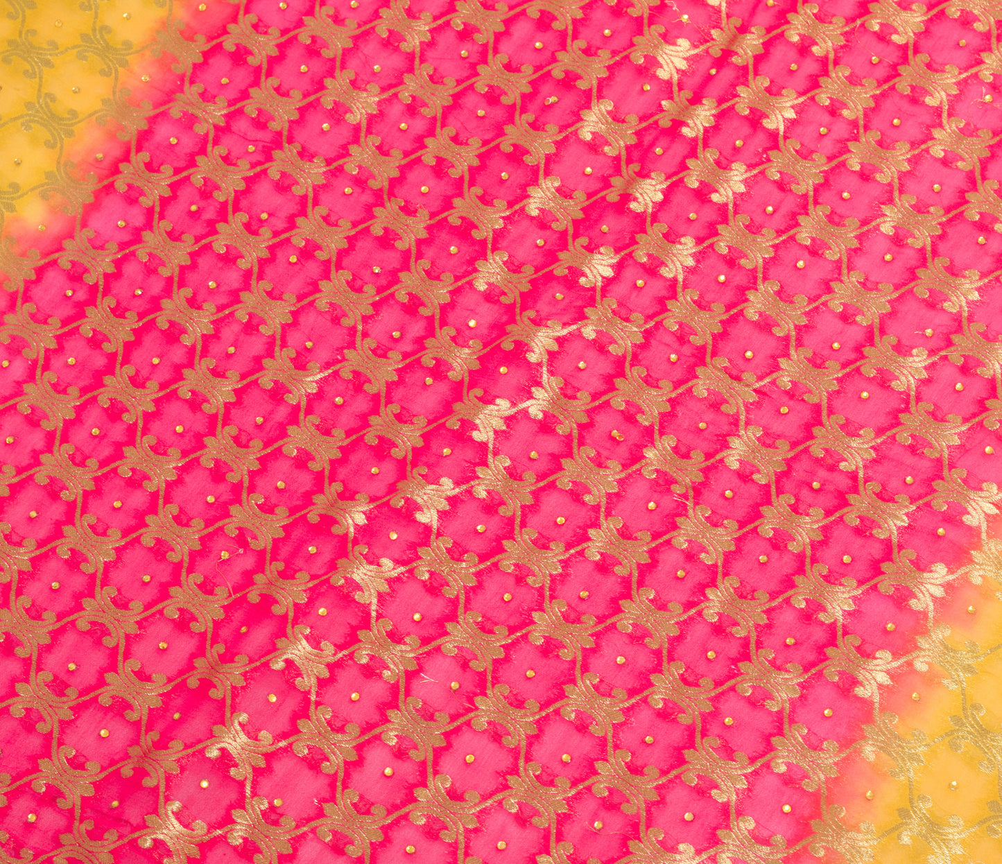 Sushila Vintage Magenta & Yellow Dupatta Georgette Silk Zari Brocade Long Stole