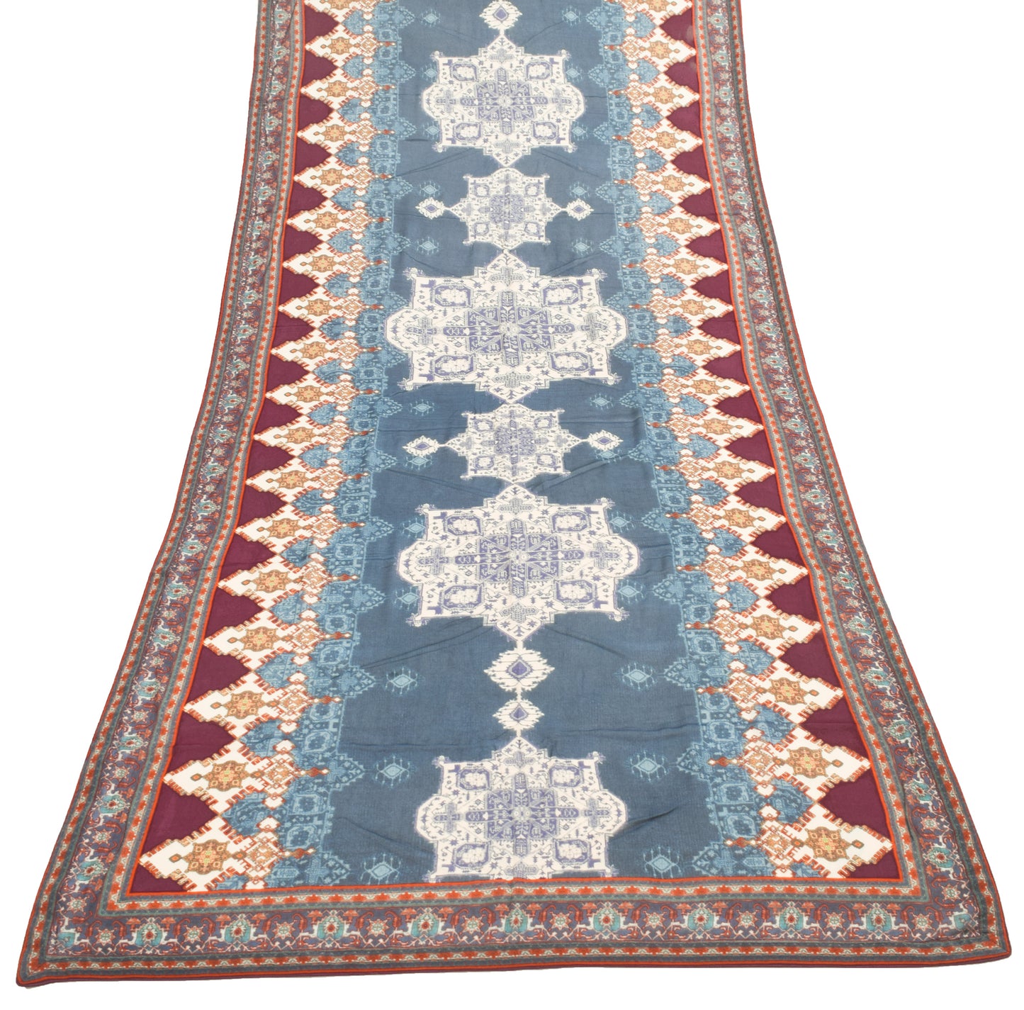 Sushila Vintage Blue Chiffon Silk Dupatta Digital Printed Stunning Long Stole