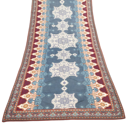 Sushila Vintage Blue Chiffon Silk Dupatta Digital Printed Stunning Long Stole