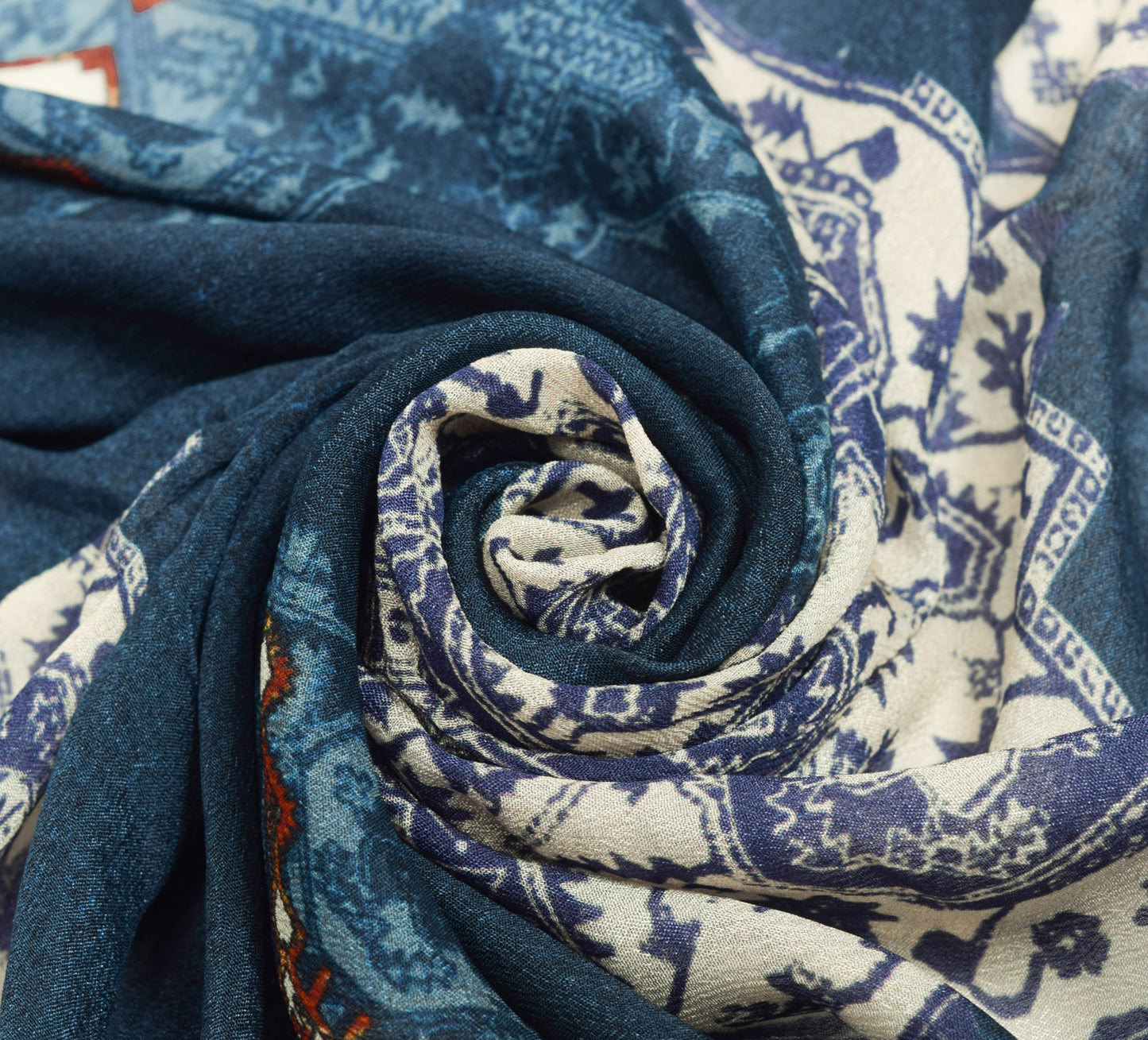 Sushila Vintage Blue Chiffon Silk Dupatta Digital Printed Stunning Long Stole