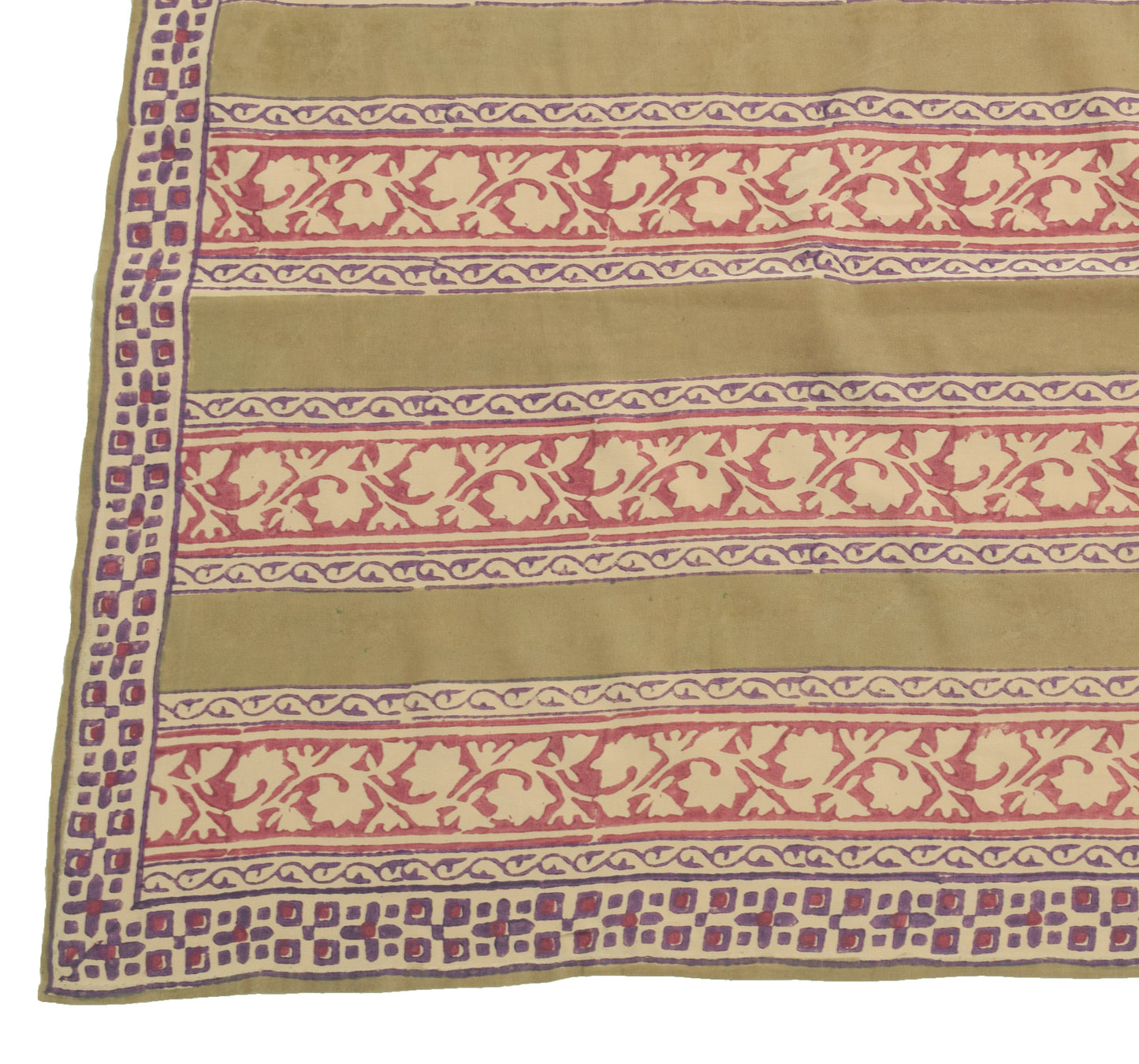 Sushila Vintage Crepe Silk Dupatta Hand Block Printed Paisley Women Long Stole