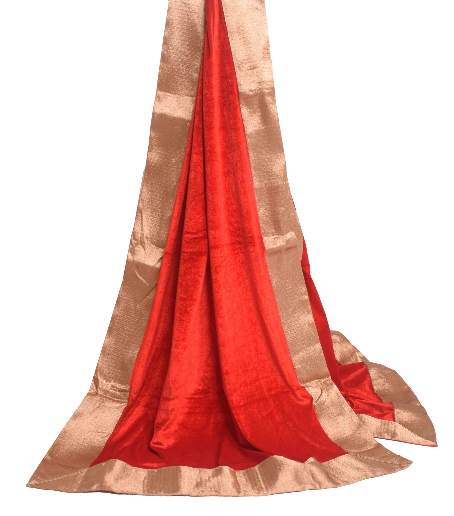 Sushila Vintage Red Velvet With Gold Zari Border Dupatta Bridal Wear Long Stole
