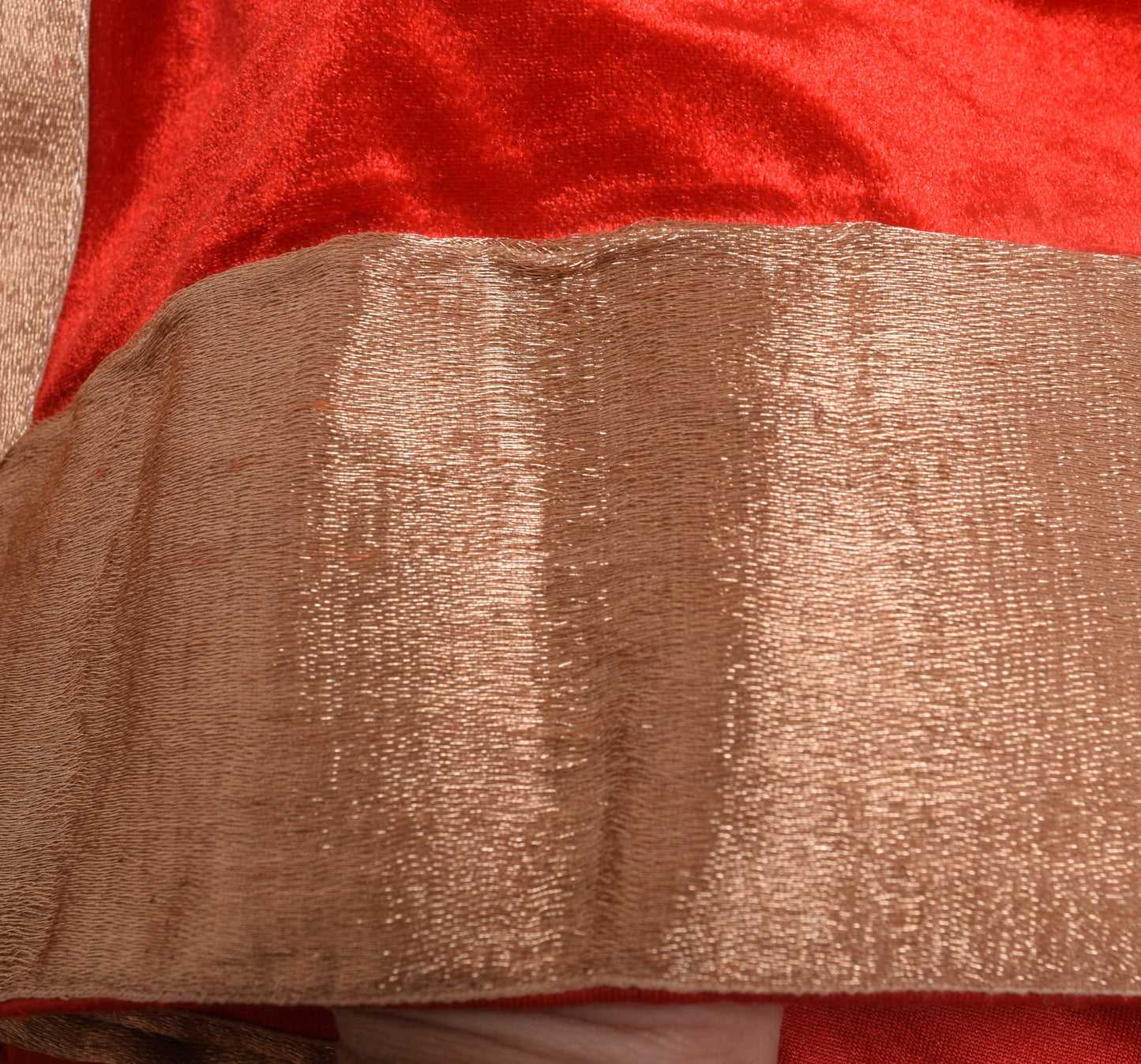Sushila Vintage Red Velvet With Gold Zari Border Dupatta Bridal Wear Long Stole