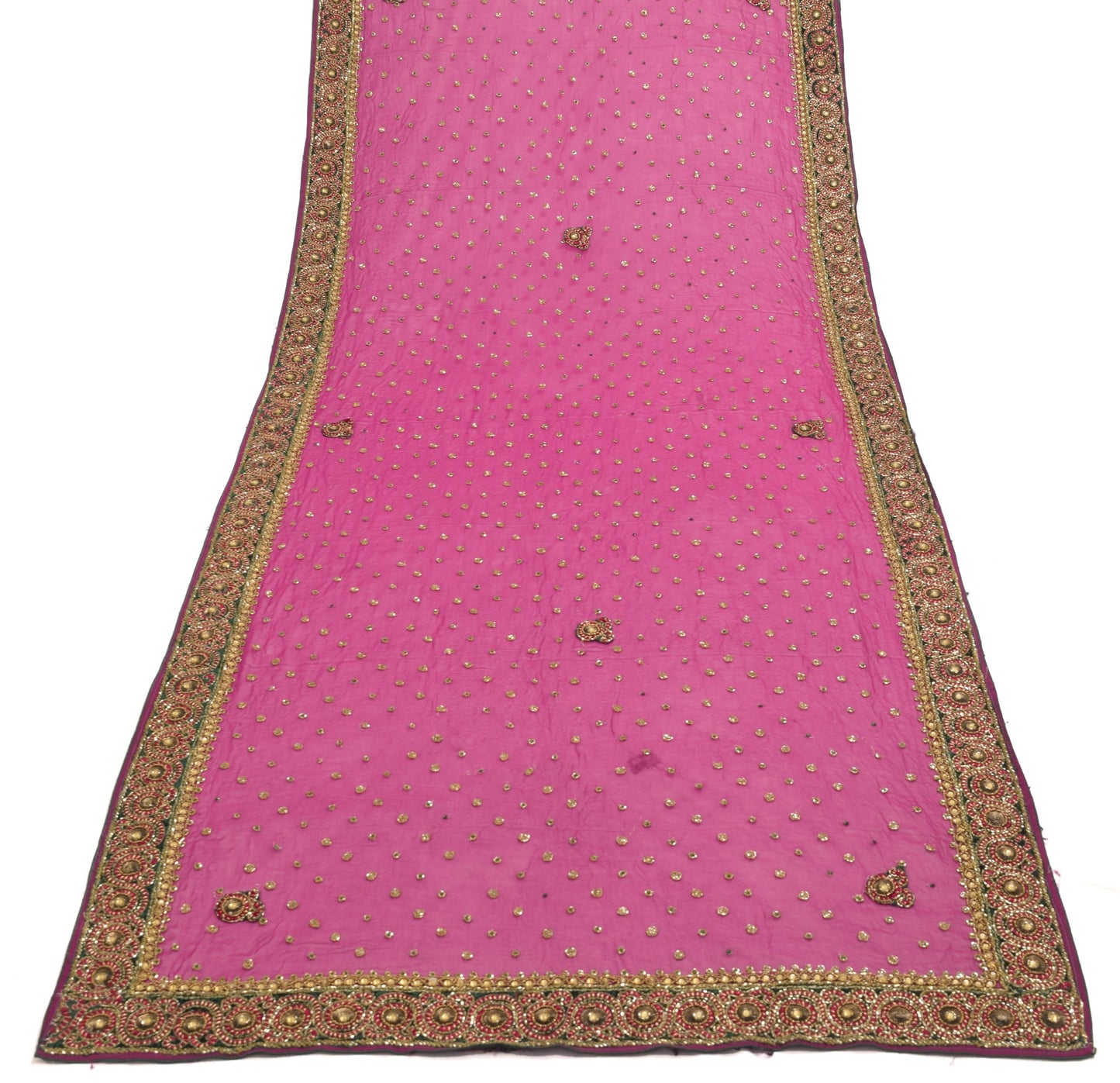 Vintage Purple Heavy Dupatta Georgette Silk Glass Beads Embellish Long Stole