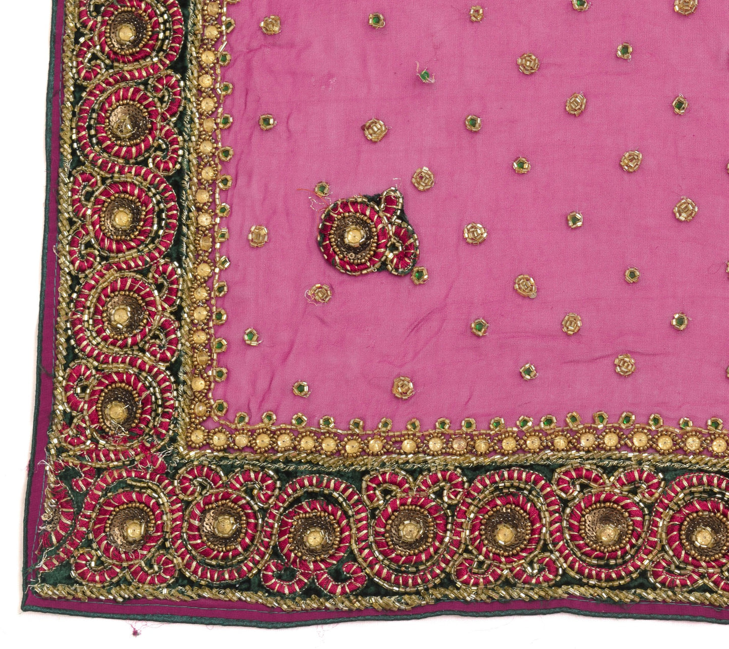 Vintage Purple Heavy Dupatta Georgette Silk Glass Beads Embellish Long Stole