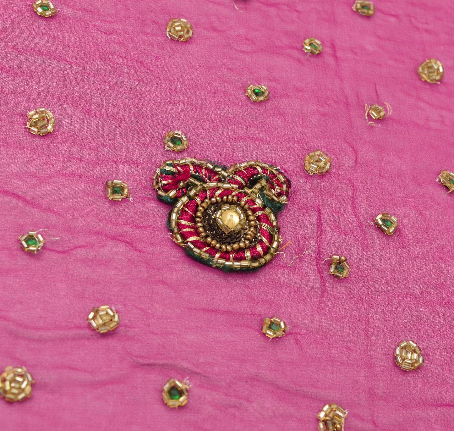 Vintage Purple Heavy Dupatta Georgette Silk Glass Beads Embellish Long Stole