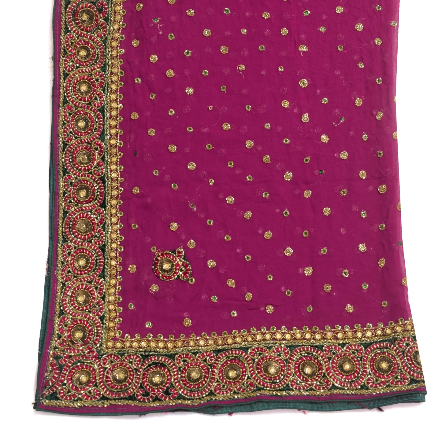 Vintage Purple Heavy Dupatta Georgette Silk Glass Beads Embellish Long Stole