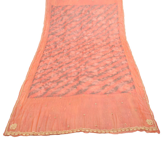 Sushila Vintage Rust Dupatta 100% Pure Georgette Silk Printed Floral Long Stole