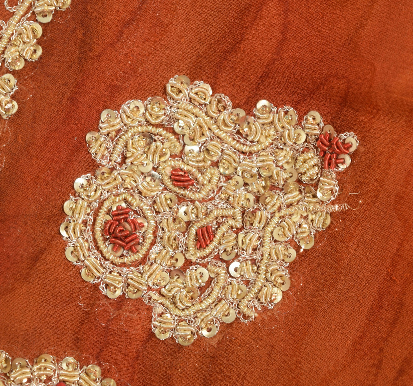 Sushila Vintage Rust Dupatta 100% Pure Georgette Silk Printed Floral Long Stole