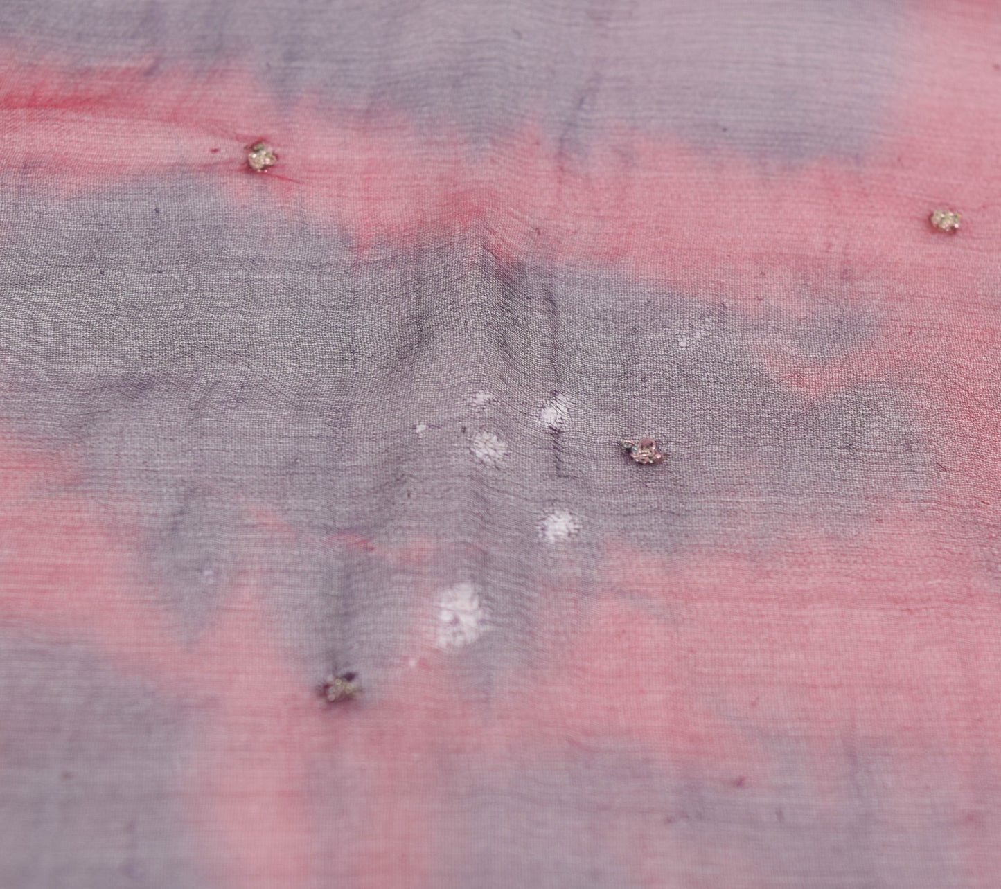 Sushila Vintage Maroon Tie-Dye Chiffon Silk Dupatta Hand Beaded Long Stole Wrap