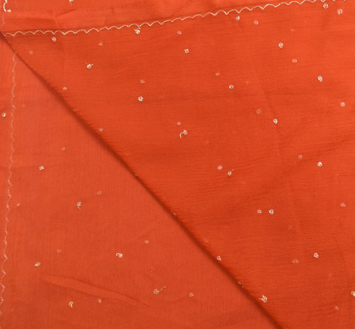 Sushila Vintage Rust Dupatta Chiffon Silk Hand Beaded Zari Work Long Stole Veil