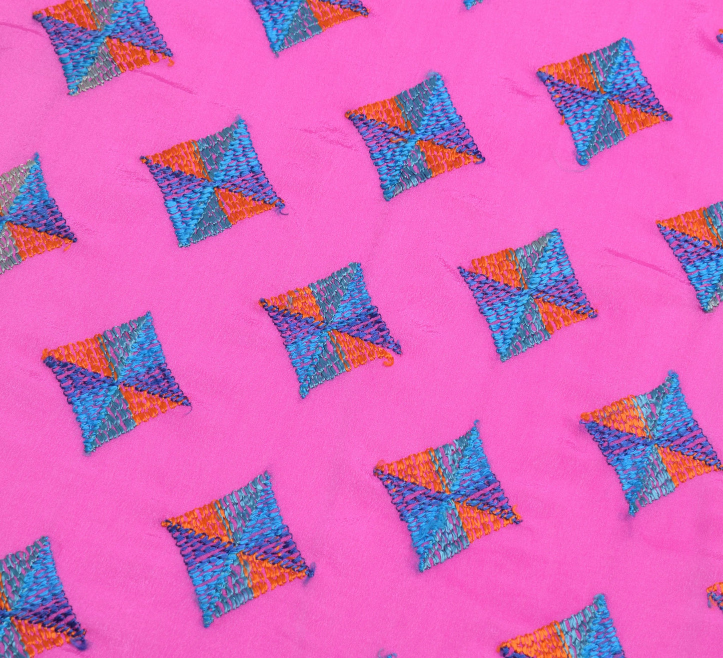 Sushila Vintage Pink Phulkari Dupatta 100% Pure Chiffon Silk Long Stole Wrap