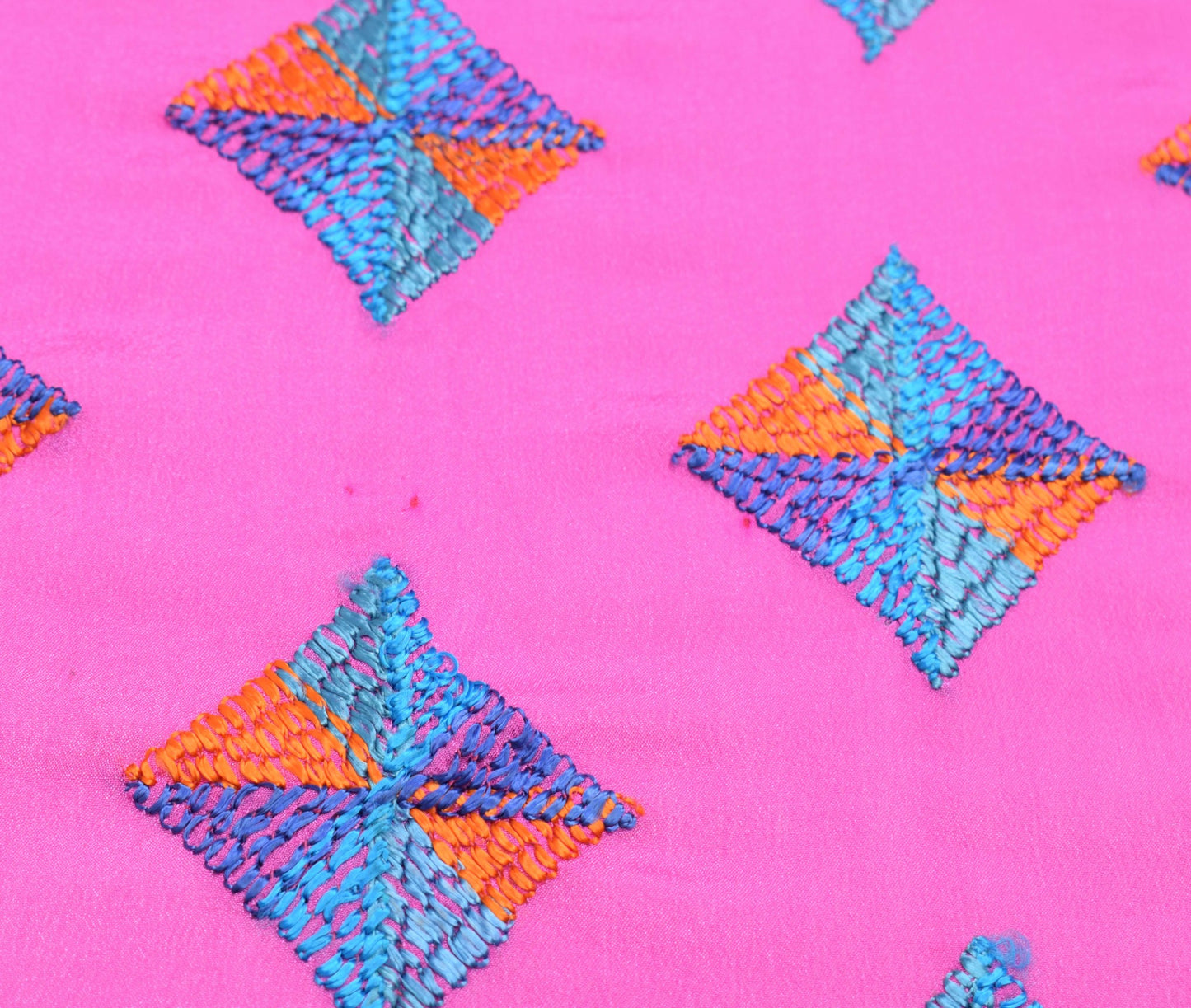 Sushila Vintage Pink Phulkari Dupatta 100% Pure Chiffon Silk Long Stole Wrap
