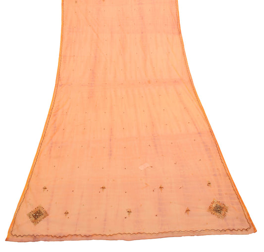 Sushila Vintage Orange Net Mesh Dupatta Zari Embroidered Traditional Long Stole