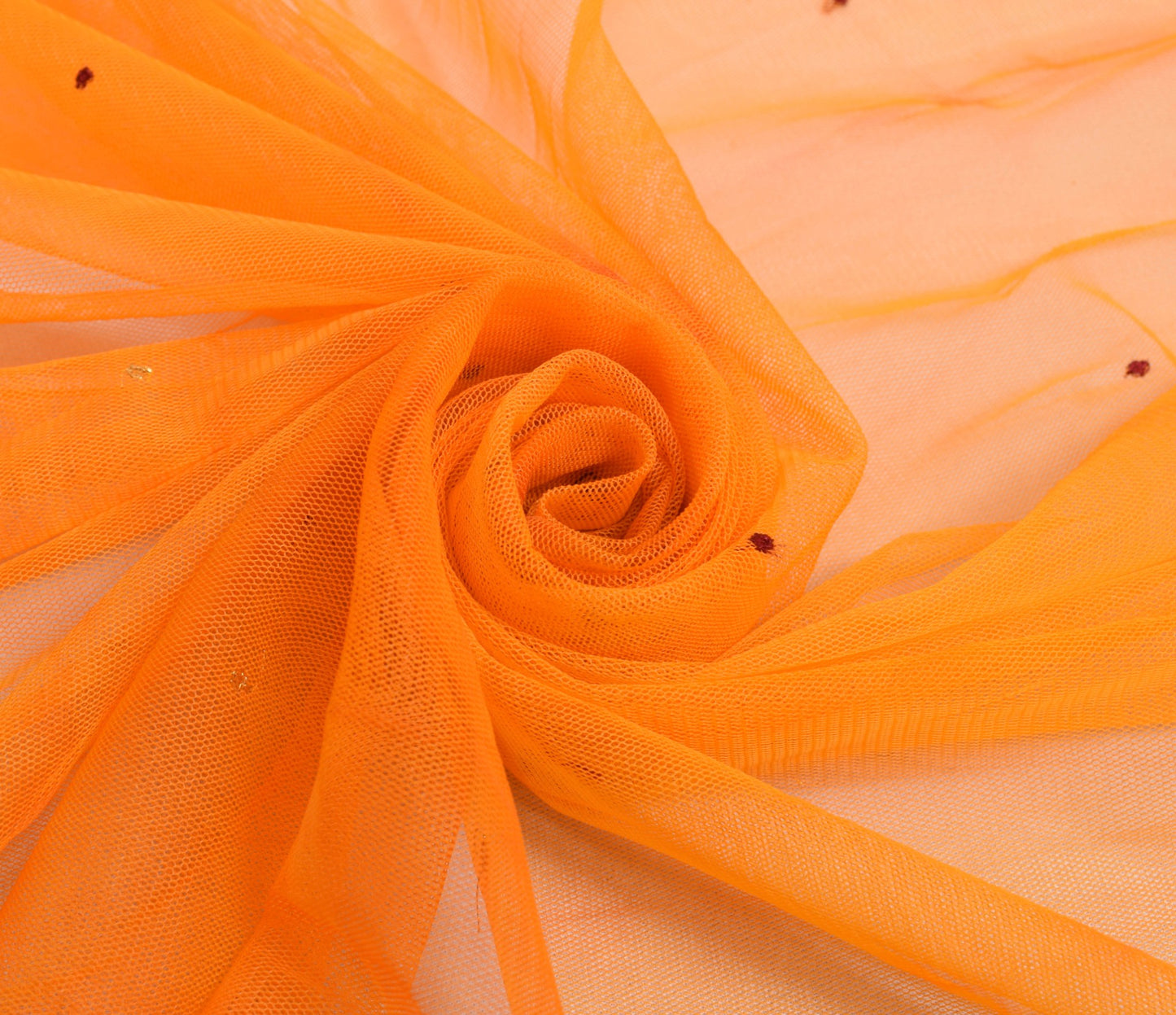 Sushila Vintage Orange Net Mesh Dupatta Zari Embroidered Traditional Long Stole